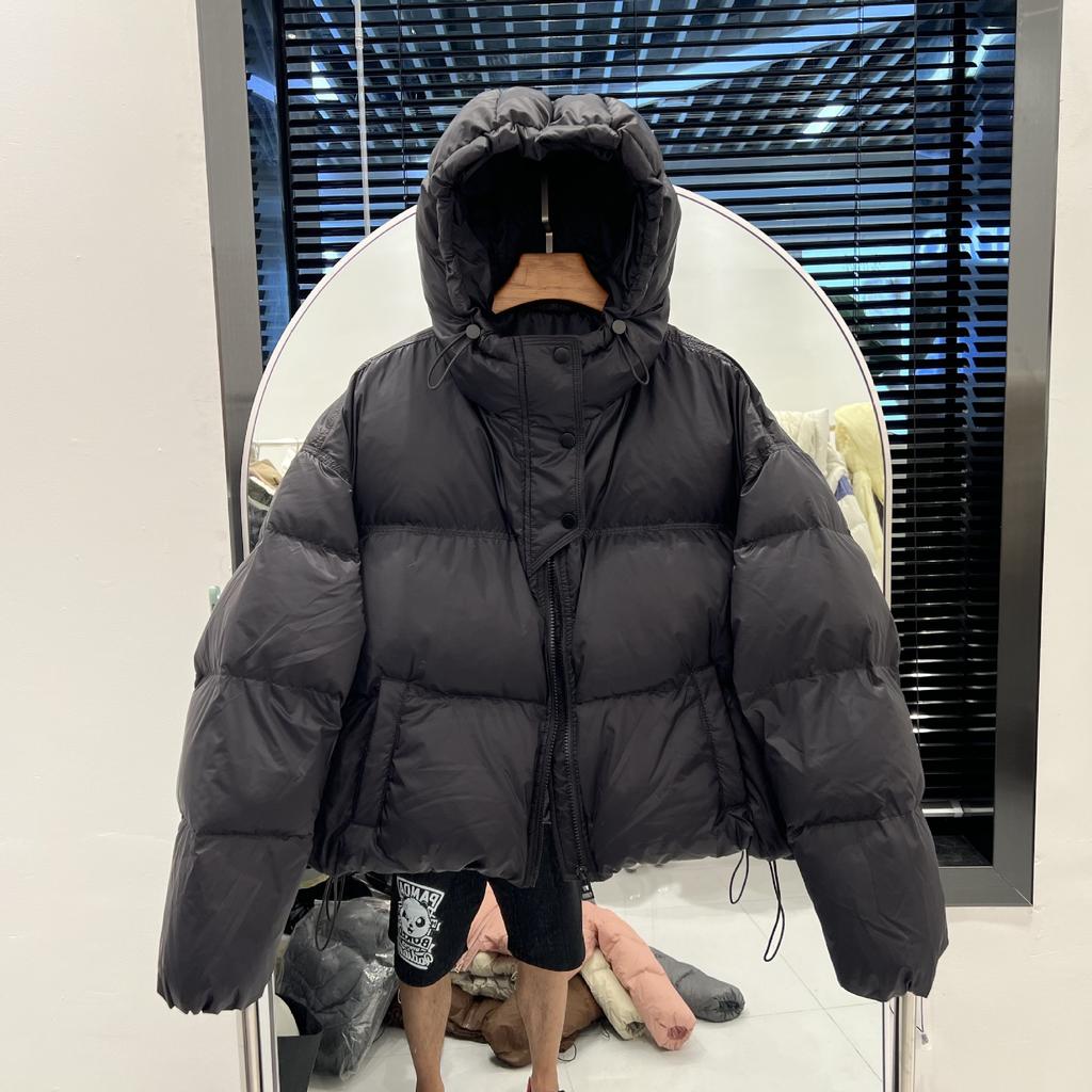 Winter new down jacket women's super short hooded bud puff bread jacket thickened white duck down European jacket