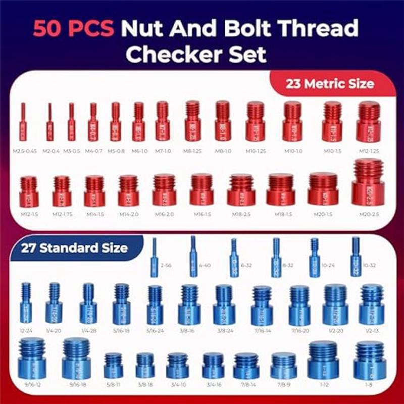 A84E-Ut And Bolt Thread Checkers For Nut Bolt Size Finder And Identifier Standard And Metric Thread Checkers Set