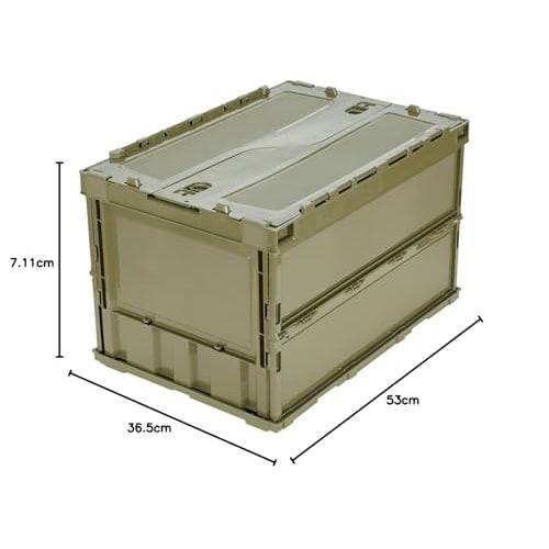 TRUSCO Thin Folding Container 50L with Lock Lid OD Color TR-C50B-OD Storage Case Storage Box