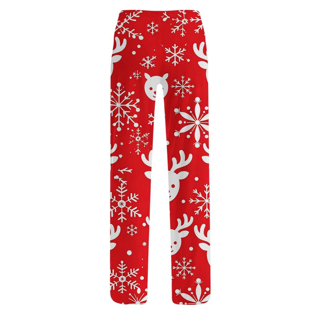 Women's Christmas Print Loose Fit Pajama Pants for Sleep and Home Relaxation