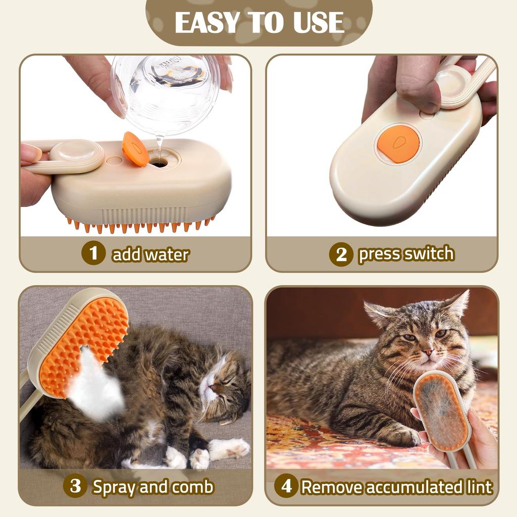 Pet Steam Brush Steam Cats Comb Electric Sprayer for Massage Wool Cat Brush Vaporizer Hair Removal Grooming Pets Acssories