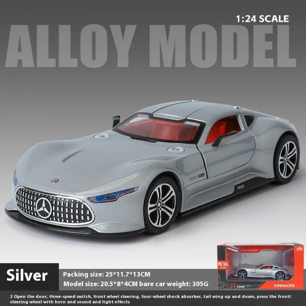 1/24 Benz AMG Alloy Model Car with Sound and Light Feedback Sports Car Model Table Decoration Suitable for Boys As A Gift