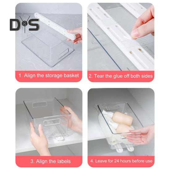 2Pcs Drawer Storage Box Sliding Rail Self-adhesive Quiet Dresser Wardrobe Kitchen Cabinet Organizer Drawer Slide Pull-out Track
