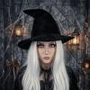 Korean Style Wool Bucket Hat Star Pendant Halloween Hat Vintage Witch Hat  Party