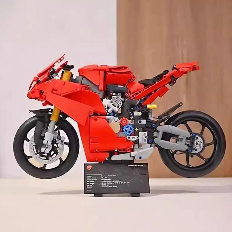 2025 MOC Technické 42202 Motocykl Ducatis Panigales V4 S Stavební bloky Model Mechanická skupina Kostky Hračky Děti Chlapec Dárek