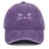 New Embroidery Cute Cat Washed Cotton Baseball Caps Casual Men Adjustable Peaked Cap Outdoor For Women Sunscreen Snapback Hat