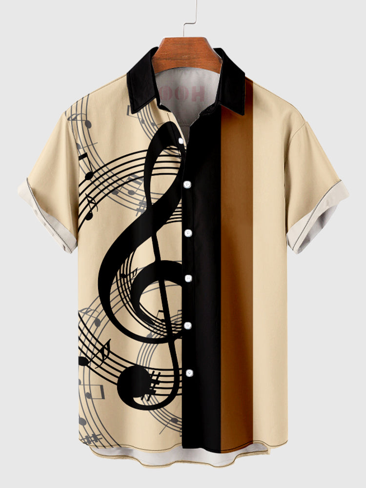 Nuova Moda Elementi Musicali Arte Hawaiana Note Stampa 3D Camicia a Maniche Corte Moda Camicie Hawaiane Per Uomo Harajuku