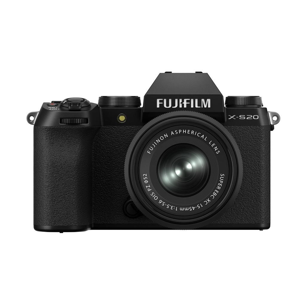 Fujifilm Mirrorless Digital Camera with Lens Kit Image Vlog 800 Shots Twice as Many as Previous Auto Subject Large Grip Black X-S20 (XC15-45), In-Body