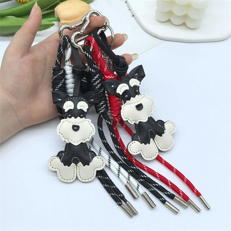 Bag Charm Cute Schnauzer Dog Bag Pendant Creative Nylon Woven Rope Sports Phone Case Hanging Car Decorative