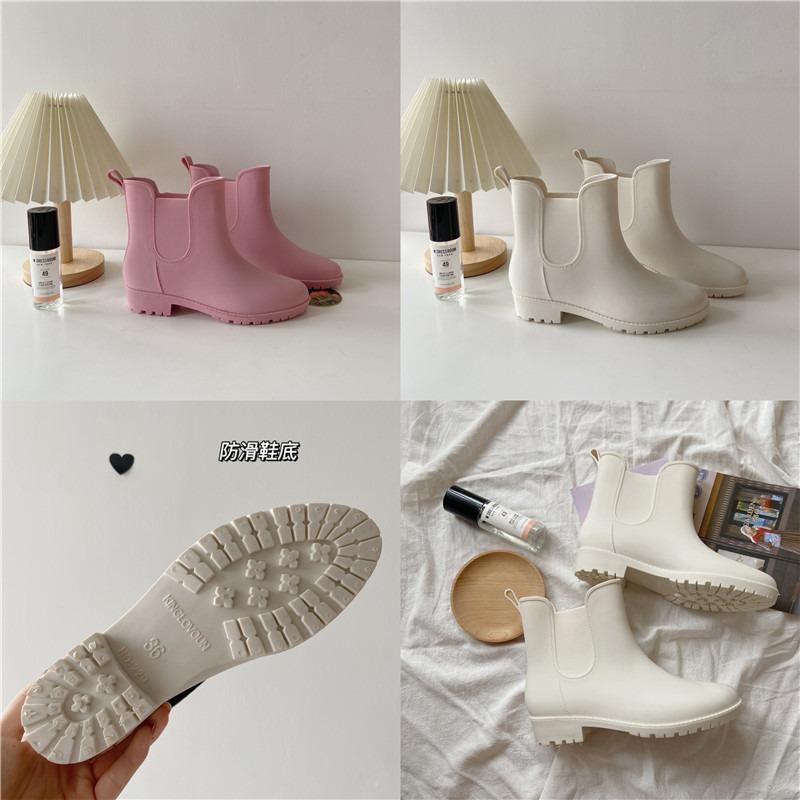 New simple outer wear rain shoes female adult short rain boots waterproof and non-slip water boots water shoes