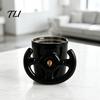 Auto-Themen Bürobedarf Lustige Lenkrad-Kaffeetasse, Keramik-Rennbecher, 400 ml Kreativer Fan-Becher Glänzend Schwarz Trinkgeschirr für Schreibtisch und Gaming-Zimmer