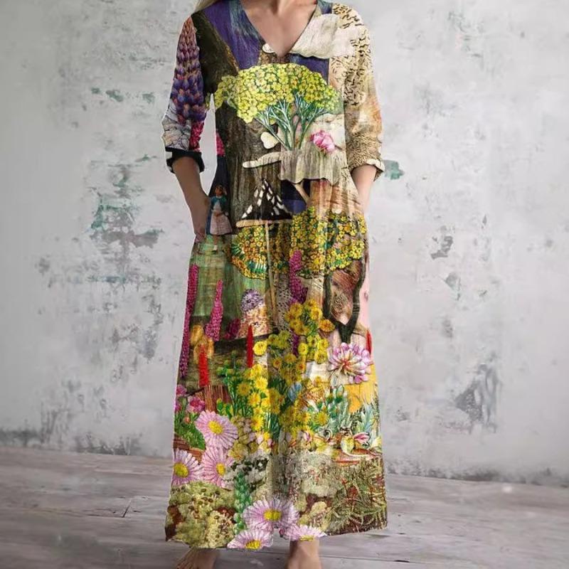 Abiti casual con scollo a V e maniche 2/1 primavera estate moda donna