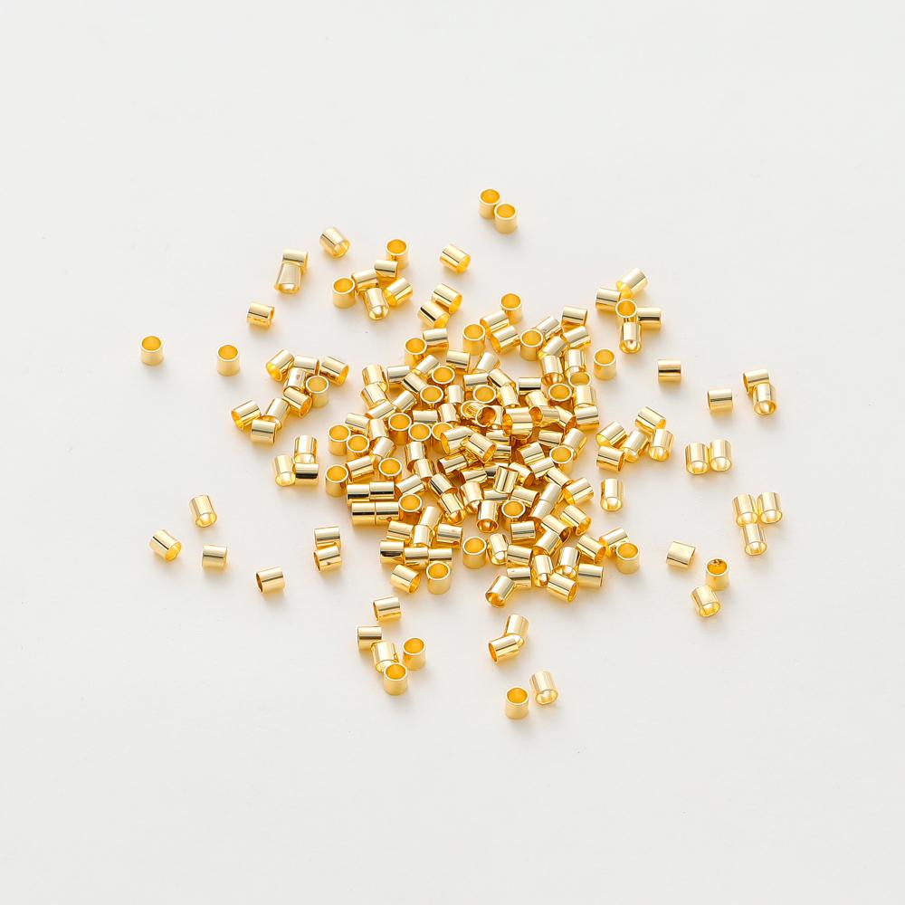 100 Stück/Los 14K 18K Goldfarbe Beschichtete Zylindrische Röhren-Abstandshalter Perlen Armband Halskette Stopperperlen Für DIY Schmuckherstellung