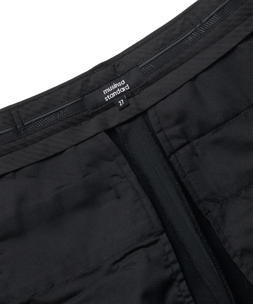 MUSINSA STANDARD WOMAN Women'S Heavyweight Fleece-Lined Wide Hidden Elastic Waist Slacks [Black]