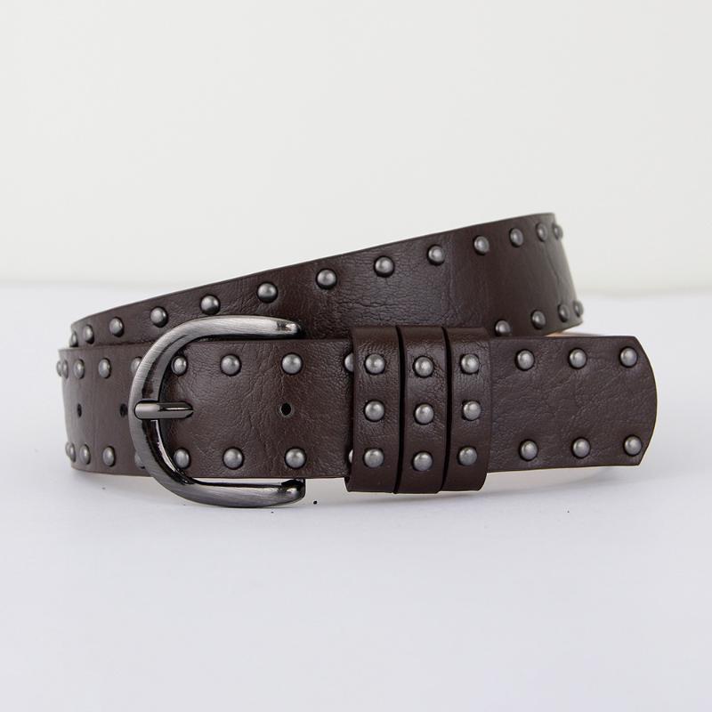 New Hip-Hop Rivet Belt Women Punk Style Pu Leather White Black Retro Belt Strap Waistband Fashion Y2K Jeans Belt Accessories