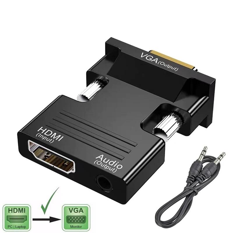 HDMI-compatible to VGA Adapter with 3.5mm Audio Cable For PC Laptop TV Box Projector Full HD 1080P HDMI to VGA Converter Adapter