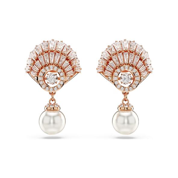 Swarovski Idyllia Shell-Shaped Cubic Zirconia Earrings Women earrings White Rose-Gold 5689196 Box (Random Color)