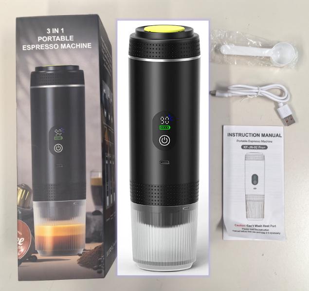 Prenosný espresso kávovar na USB nabíjanie s digitálnym displejom - Poloautomatický kávovar na kapsule