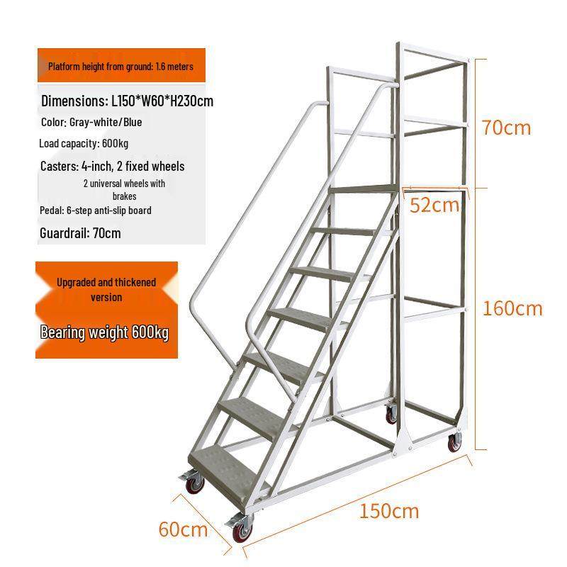 Anti-Slip Movable Climbing Ladder for Warehouse and Supermarket Storage