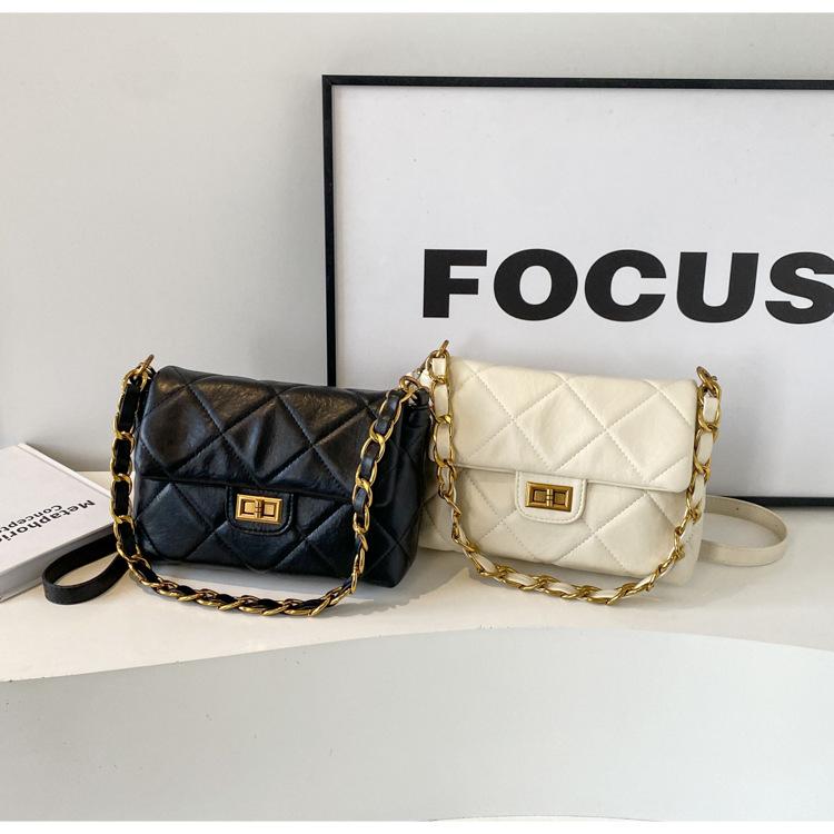 Rhombus Chain Bag Women's New Trendy Fashion Texture Simple Chain Small Square Bag Shoulder Messenger Bag