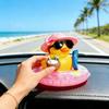 Plastic Cartoon Milk Tea Shop Little Yellow Duck Decor For Car Dashboard Display