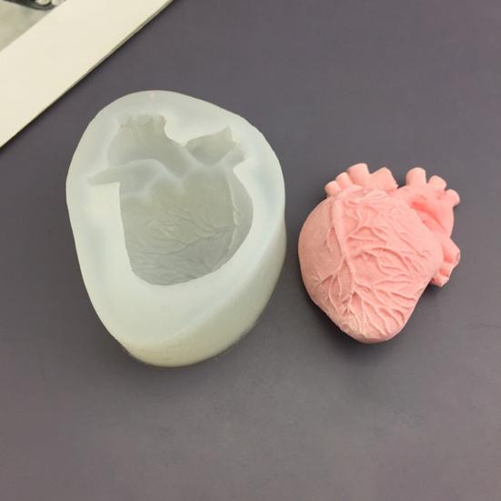 Silicone Brain & Heart Candle Mold Realistic Organ Shape Mold for Epoxy Resin Fondant Soap Easy-Release DIY Craft Mold