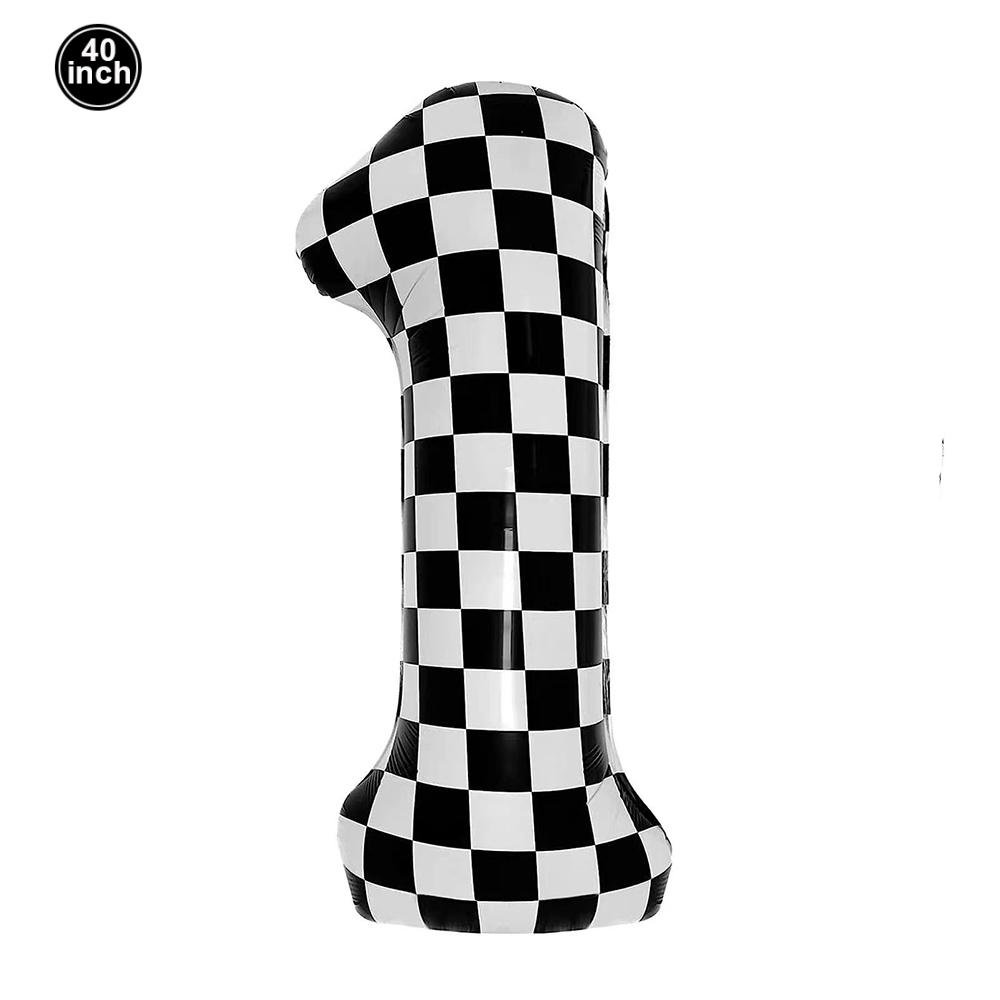 

40inch Racing Car Foil Number Balloon Truck Racetrack Balloon Black White Pattern Racing Car Theme Birthday Party Supplies Favor 40inch