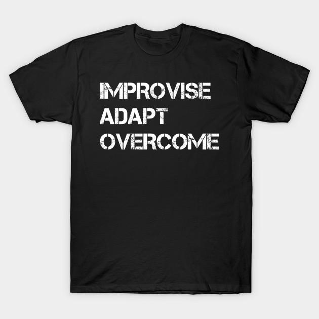Men Black Print T-shirt Improvise Adapte Overcome No-Cut Transfer Paper Print Cotton Tshirt L чёрный