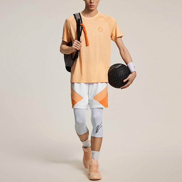 Li-Ning Wade Series Color Block Letter Mid-Rise Drawstring Quick-Dry Straight Casual Shorts Men Shorts White AAPU017-2