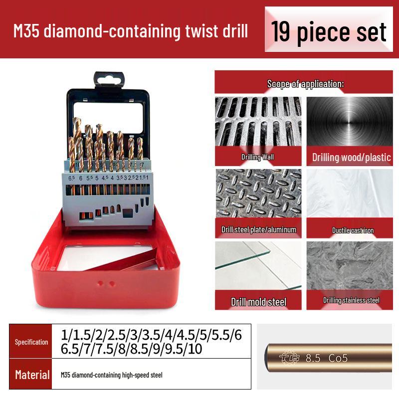 Tiangong Cobalt Twist Drill Bit Set for Stainless Steel, Mold Steel, and Cast Iron Drilling
