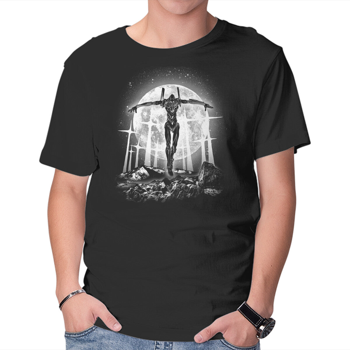 Unisex Crew Neck T-Shirt Moonlight Pilot Graphic Short Sleeve Casual Tee S