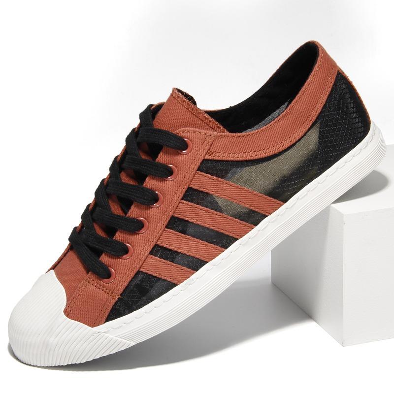 

Модная мужская парусиновая обувь с сеткой Летняя дышащая прохладная мужская модная плоская повседневная обувь Студенческая парусиновая обувь BD21243 44 красный