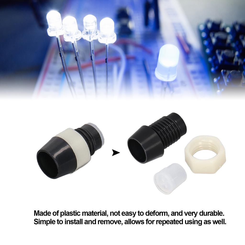 100 Sets LED Holder 5mm Plastic Light Emitting Diode Panel Mount Clip Accessory Set Kit