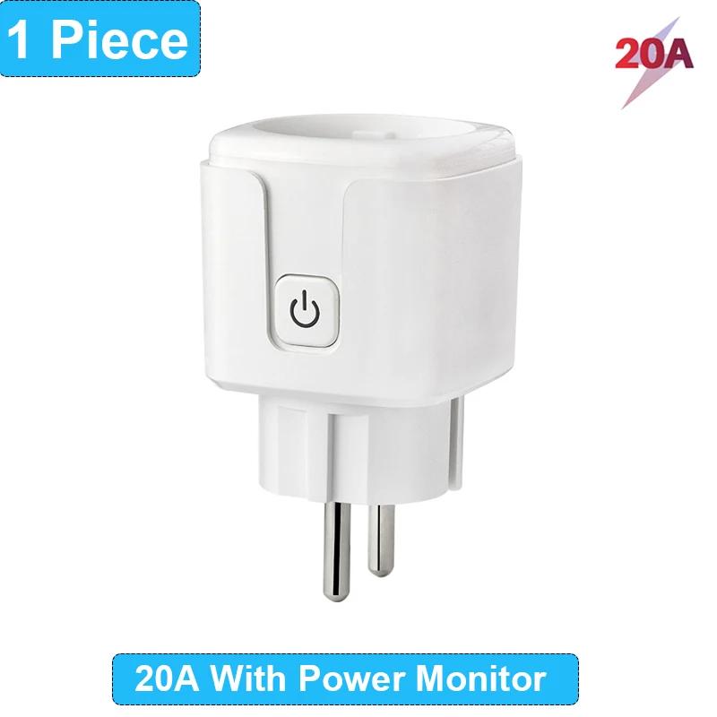 1/4PCS Smart Plug WiFi Socket EU 16A/20A Power Monitor Timing Function Tuya SmartLife APP Control Work with Alexa Google Home