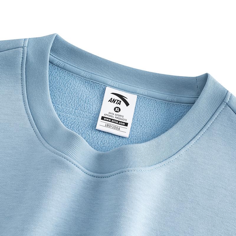 Anta Big Logo Casual Fashion Sports Versatile Campus Commuting Loose Comfortable Thickened Warm Pullover Round Neck Sweatshirt 952548702-6