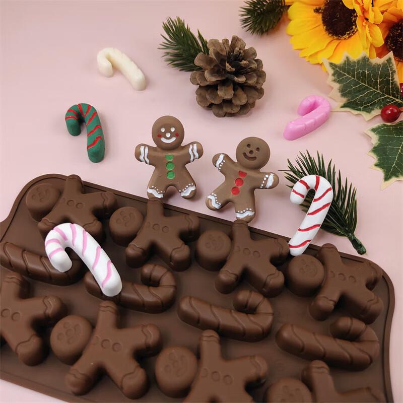 Christmas 12-Cavity Gingerbread Man & Candy Cane Silicone Mold