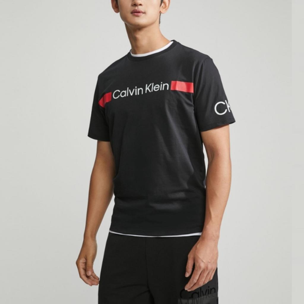 Calvin Klein Letter Print Crew Neck Short Sleeve T-Shirt Men T-Shirts Space-Black 40IC861-BAE