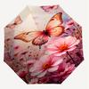 1pc Butterfly Flowers Automatic Open/Close Umbrella Compact Folding Umbrella with 8-Rib Shaft for Women/Men, Portable Travel Umbrella,1181S