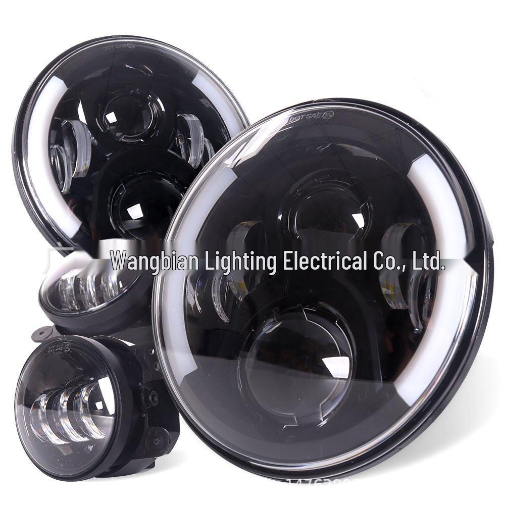 60W 7-inch High Brightness Headlight with Angel Eye for Harley Motorcycles & JEEP Wrangler