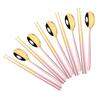 5Set Black Gold Portable Travel Cutlery Set Chopsticks Spoon 304 Stainless Steel Korean Dinnerware Set Luxury Tableware Set