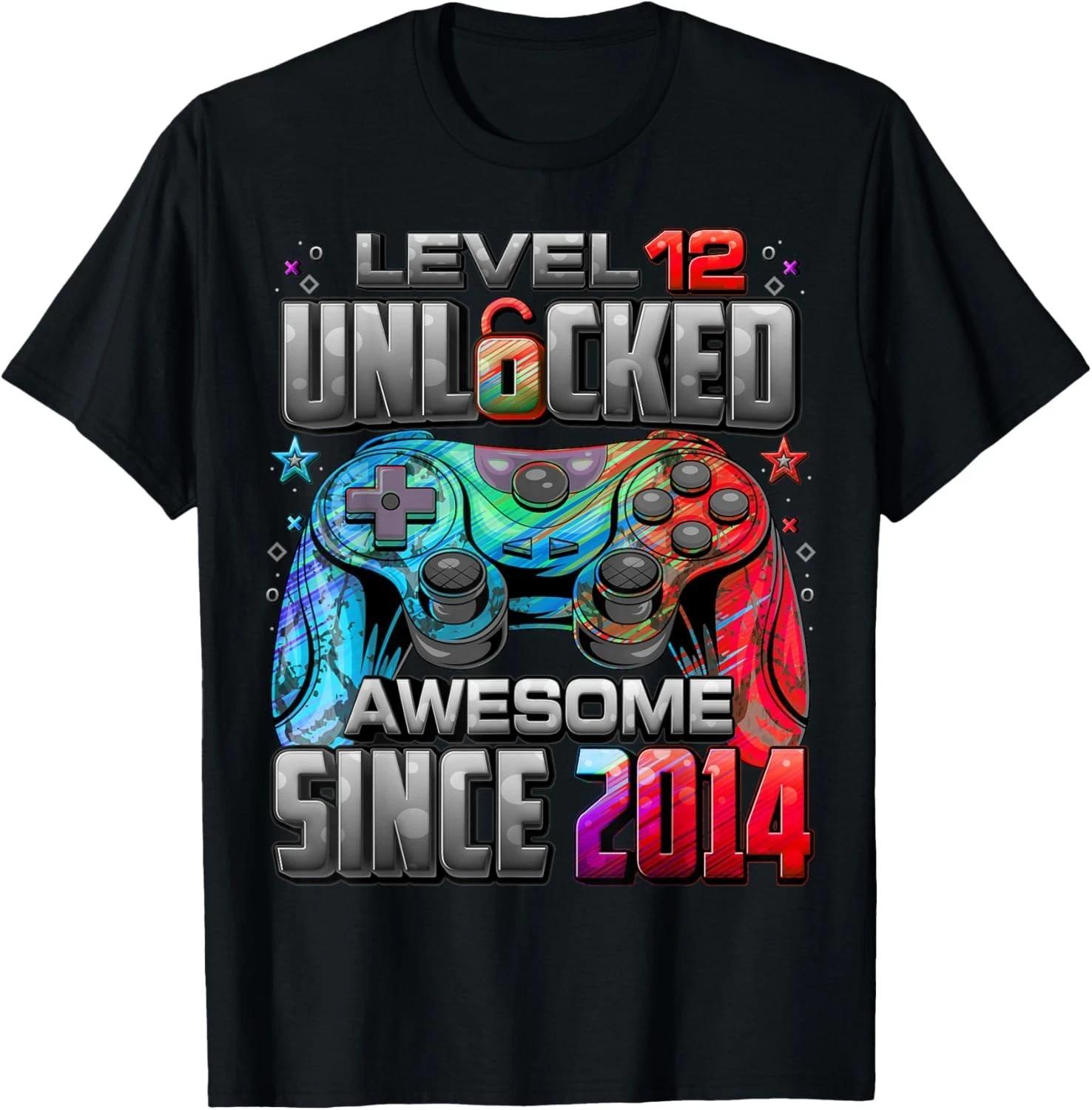 

Level 12 Unlocked Awesome Since 2014 12th Birthday Gaming Gift Unisex T-Shirt S