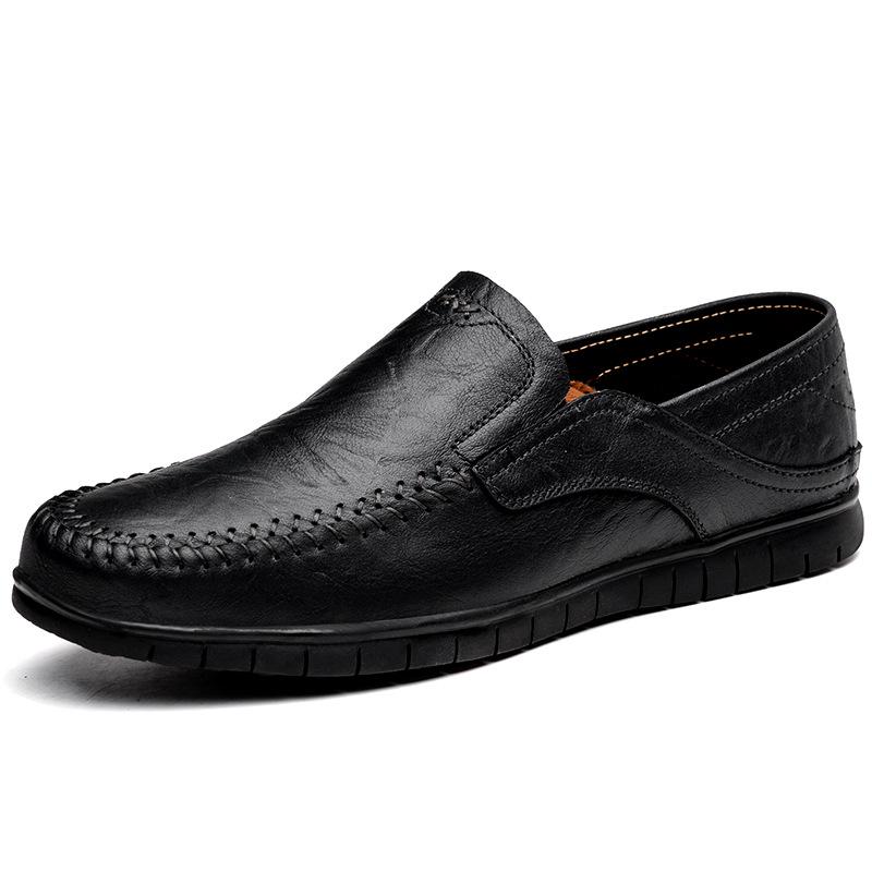 

Мужская обувь Doudou большого размера на весну и лето, мужская повседневная кожаная обувь, мужская ленивая обувь в корейском стиле, обувь для ног, мужская мягкая подошва 37 чёрный