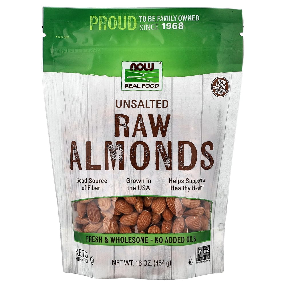 Now Foods Real Food Raw Unsalted Almonds 454g (16oz)