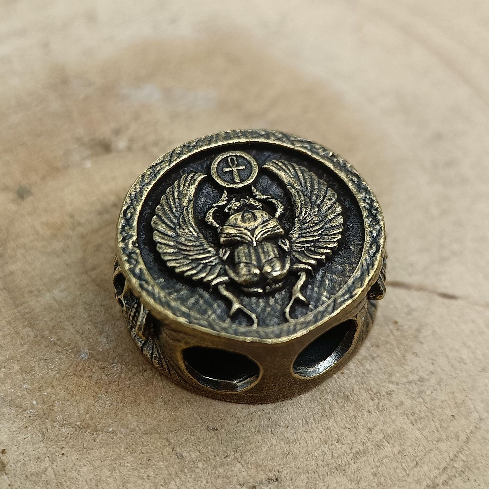 

Жук-навозник Анк Латунные Ножевые Бусины Панк EDC На открытом воздухе DIY Плетеный Шнурок Брелок Подвеска Ретро Паракордовые Браслеты Аксессуары 1pc