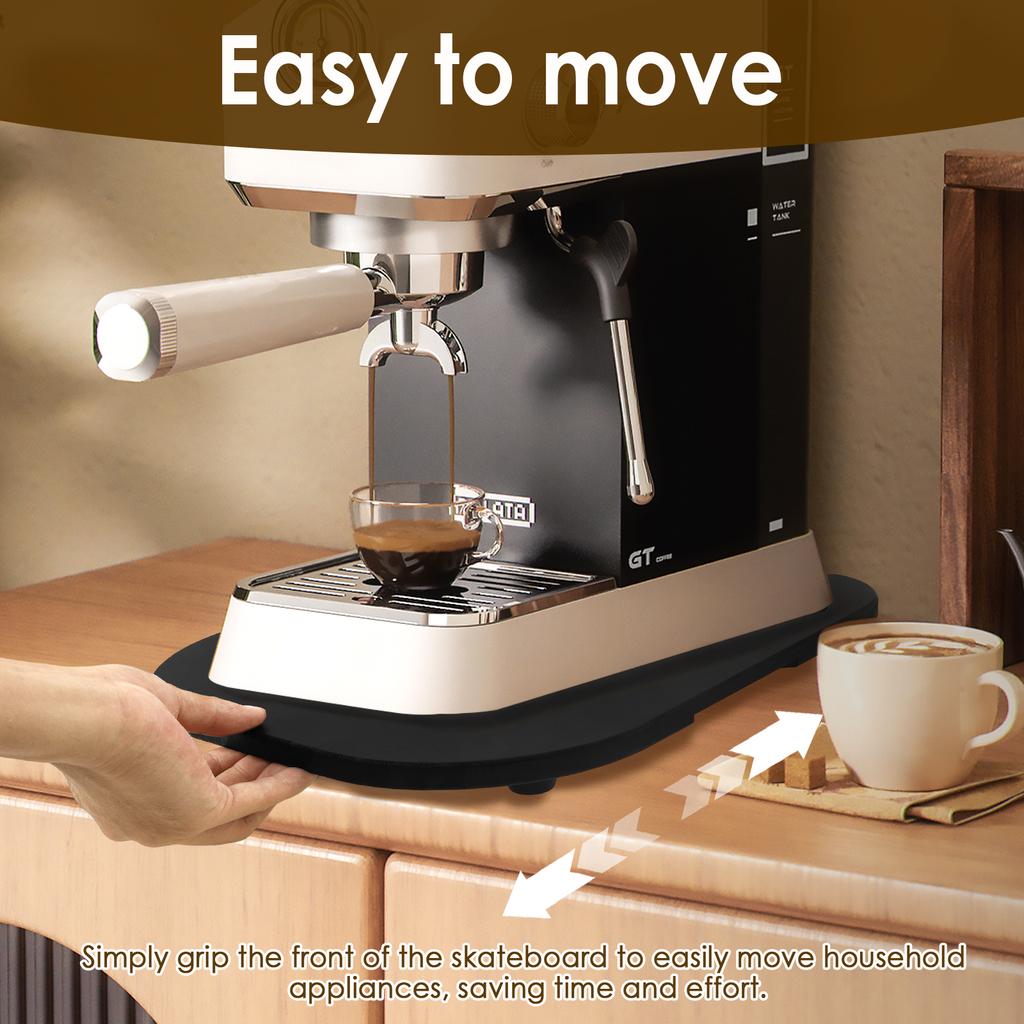 Wood Kitchen Appliance Slider Mat with Wheel and Rubber Feet Coffee Machine Tray Versatile Mixer Accessory for Home Kitchen