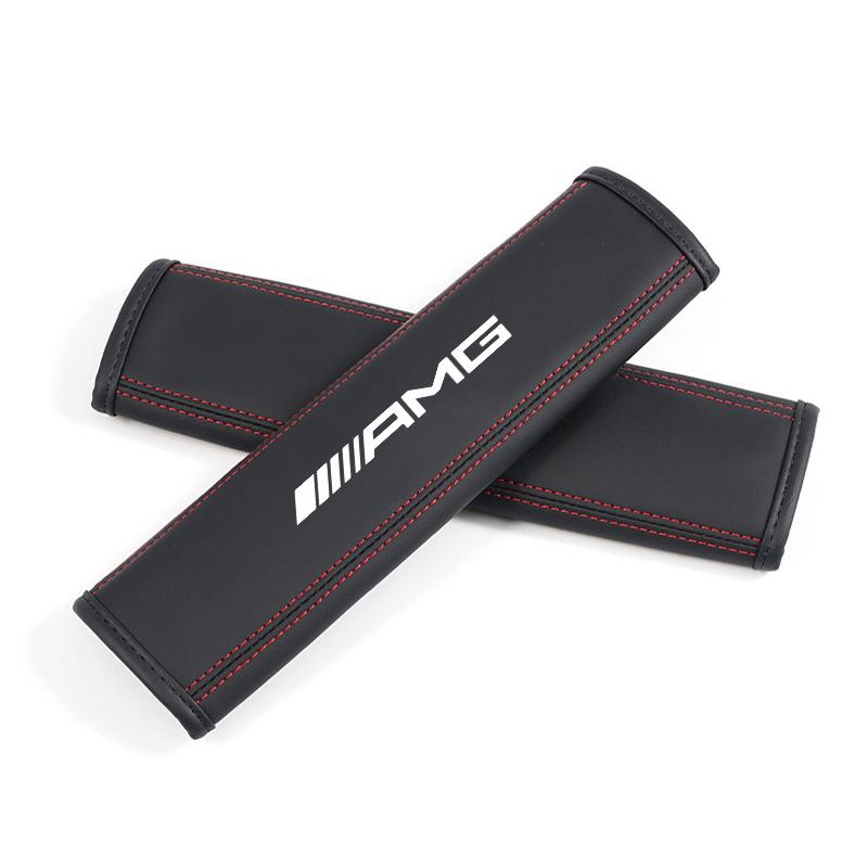 TFSM4 For Mercedes Benz AMG W211 W204 W210 W203 CLA GLA Interior Accessories 2PCS Car Seat Belt Leather Safety Belt Shoulder Covers
