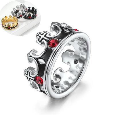 Cross rustfritt stål kronring menn vintage ring smykker bursdagsgave