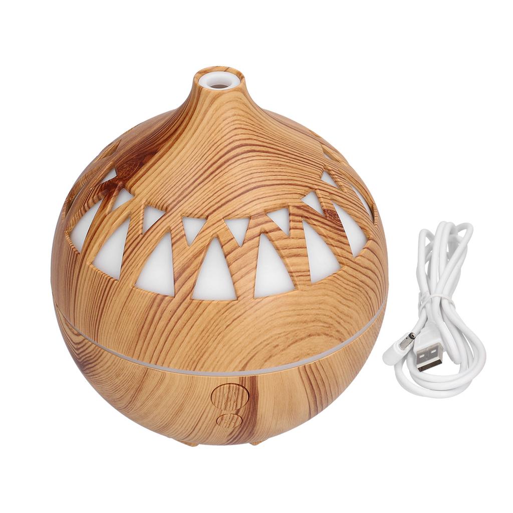 180ml Hollow Humidifier USB Powered Wood Grain Aroma Air Humidifier Night Light Humidifier