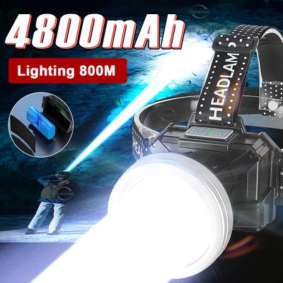 Most 5000LM LED Headlamp Built-in 4800mAh Battery USB Rechargeable Headlight Flashlights Head Torch Camping Fishing Head Lantern