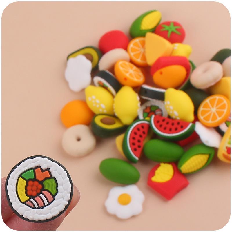 1PC New Cartoon Fruit Silicone Beads for Baby DIY Pacifier Chain Bracelet Toy Teething Baby Feeding Stroller Accessories